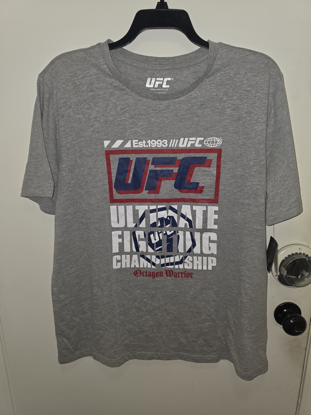 UFC Gray Short Sleeve Tee with Red and Navy Logosize XXL